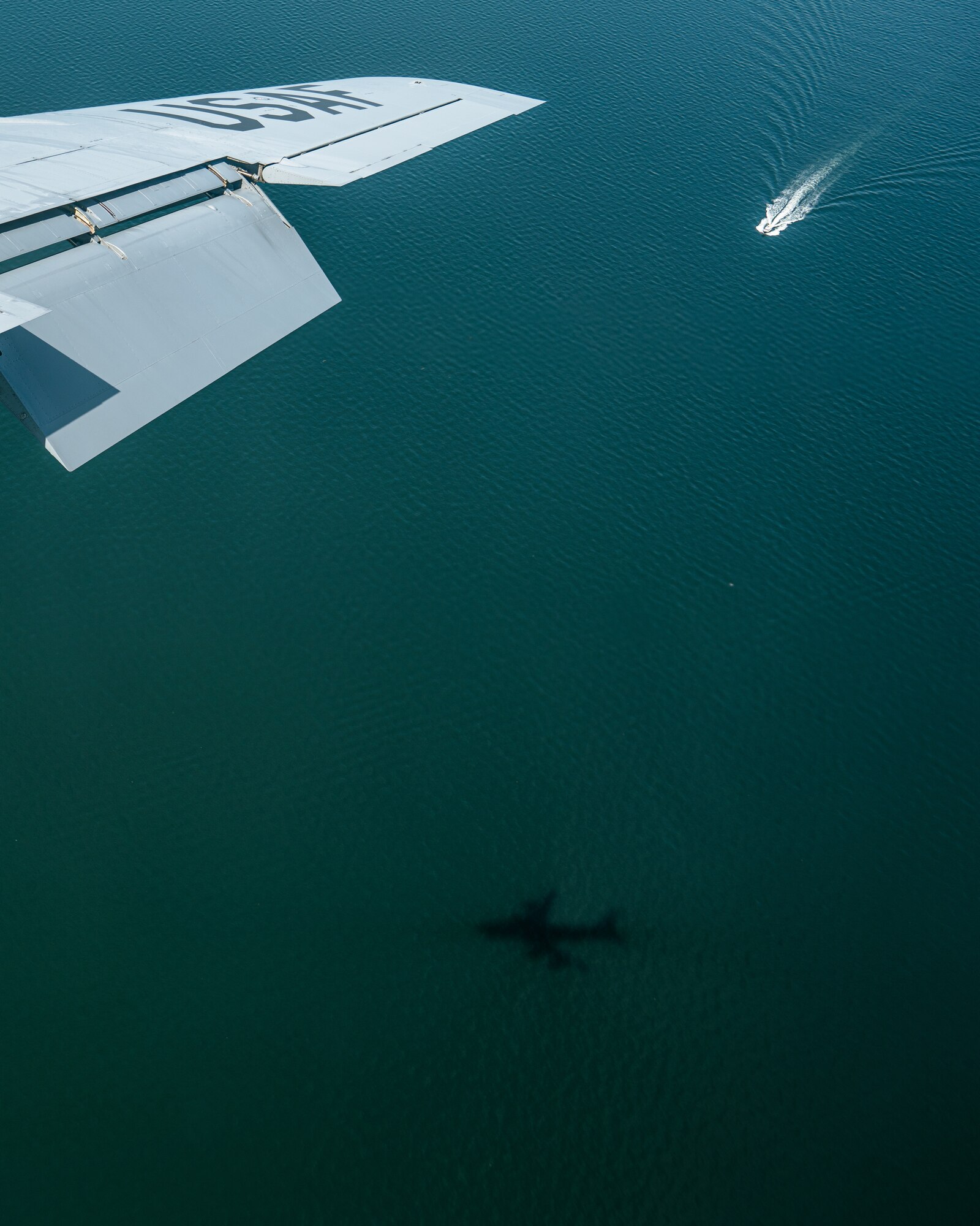 A KC-135 Stratotanker aircraft assigned to the 6th Air Refueling Wing flies over the Gulf of Mexico April 12, 2022.