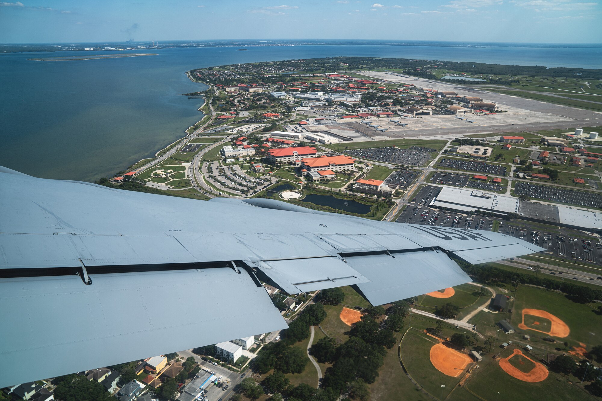 A KC-135 Stratotanker aircraft assigned to the 6th Air Refueling Wing performs touch-and-goes over MacDill Air Force Base, Florida, April 12, 2022.