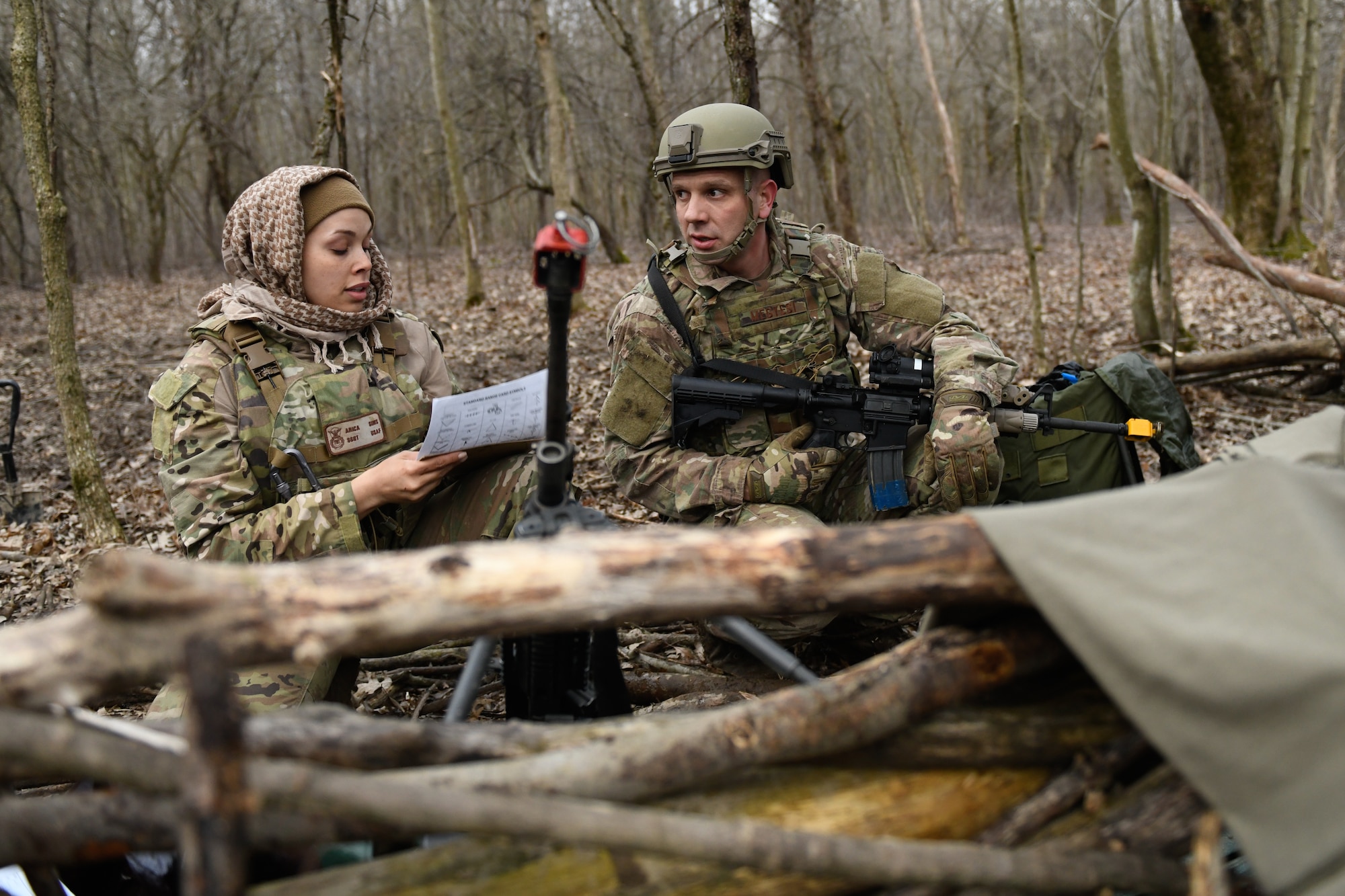 The 910th Civil Engineer Squadron joined the 910th Security Forces Squadron for a 24-hour field exercise in which the units established a bare base and provided perimeter defense, March 31 to April 1, 2022.