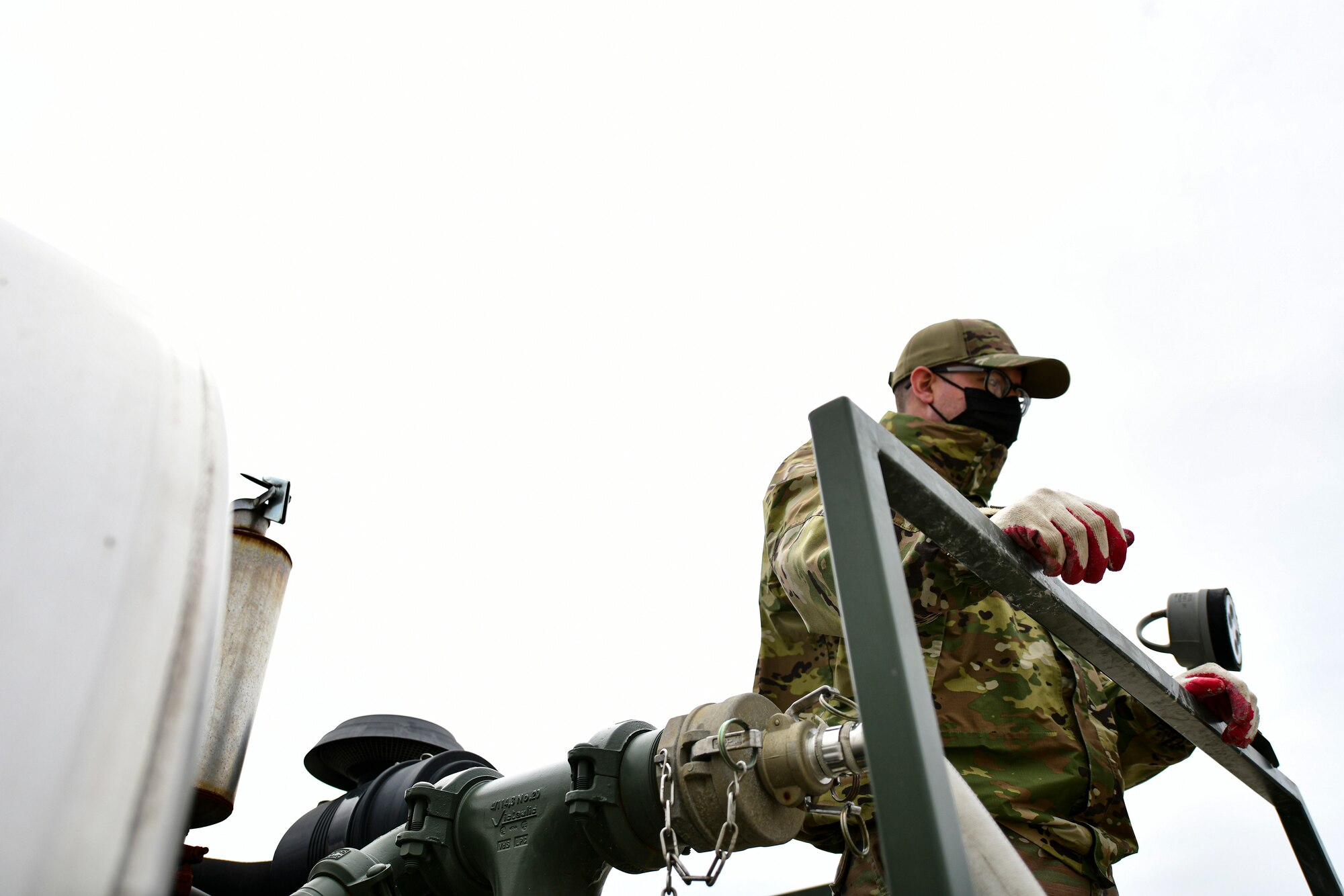 An Airman watches airfield repair training.