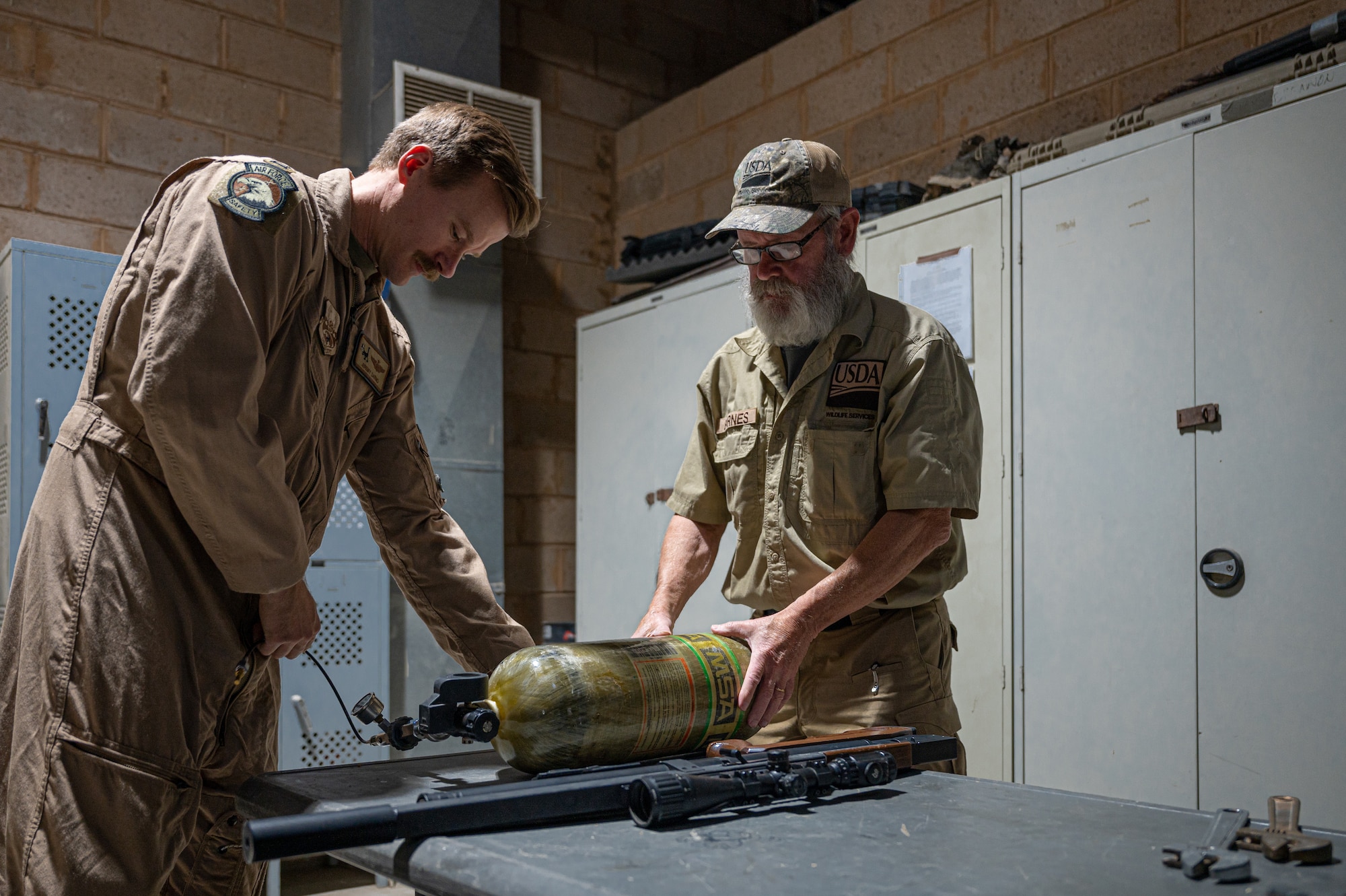 The 386th Air Expeditionary Wing Safety office works with the U.S. Department of Agriculture to depredate wildlife that poses a risk to aircraft, under the Bird/wildlife Aircraft Strike Hazard program.  The USDA are hired as subject matter experts on wildlife population and habitat management.