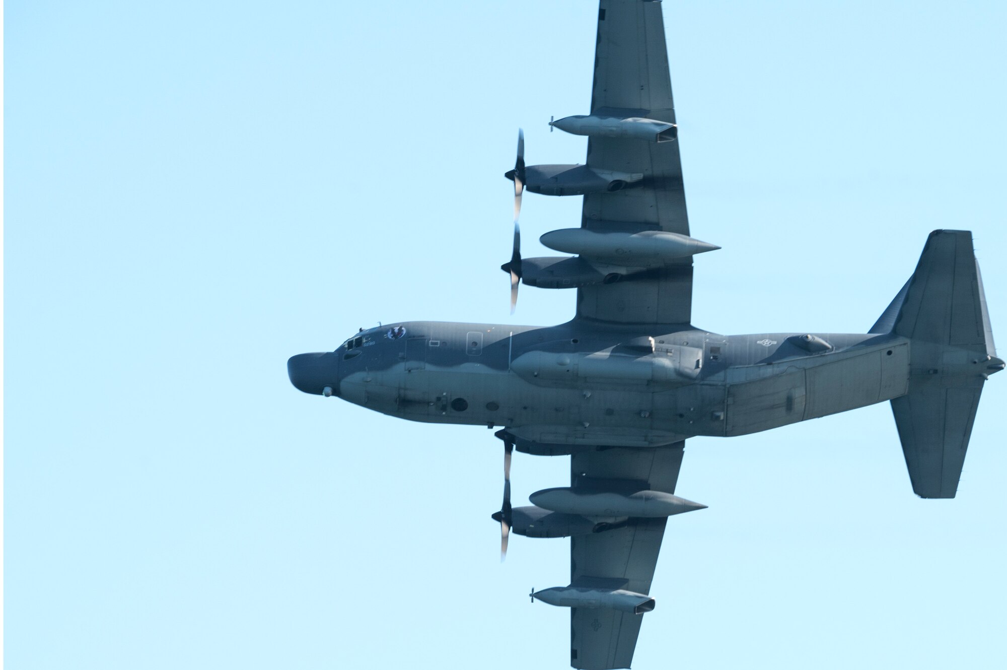 A 15th Special Operations Squadron MC-130H Combat Talon II, assigned to Hurlburt Field, Fla., flies over during The Doolittle Raiders’ 80th Anniversary ceremony, April 18, 2022 at Okaloosa Island. More than 14 aircraft including the B-25 medium bombers, which participated in the Doolittle Raid, conducted an aerial review over Okaloosa Island, Florida following a formal ceremony honoring participants of the air operation.