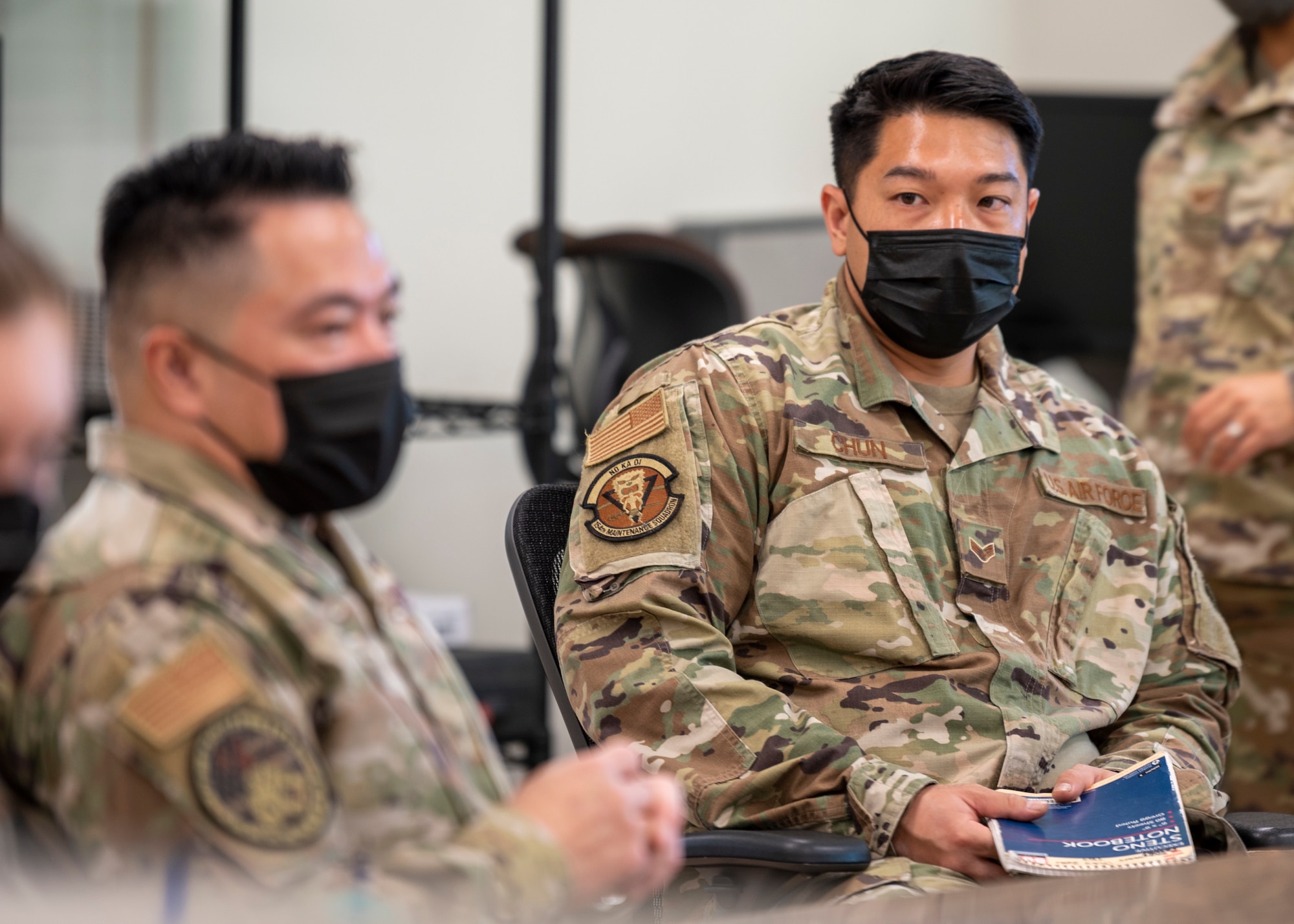 Hawaii Air National Guard Sentry Aloha planners discuss joint exercise logistics Jan. 21, 2022, at Joint Base Pearl Harbor-Hickam, Hawaii.