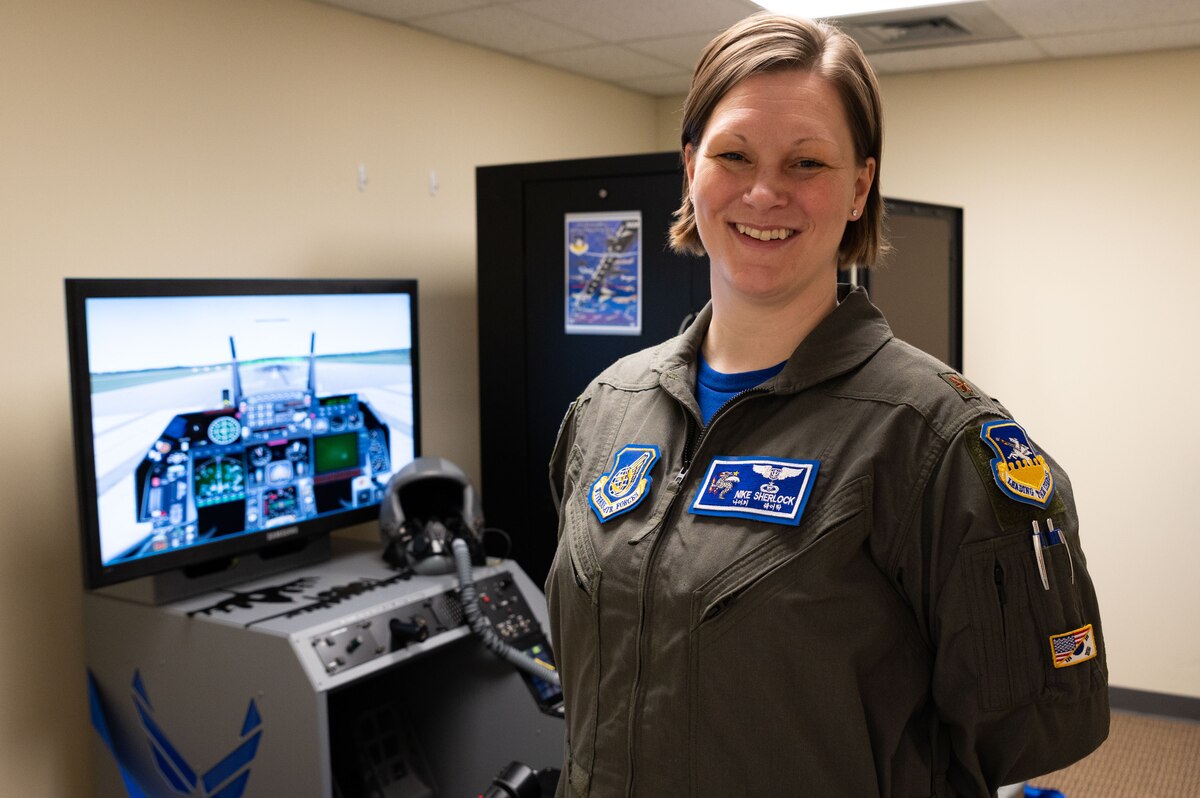 Maj. Sharon Sherlock, 51st Operations Support Squadron aerospace physiologist, poses for a photo at Osan Air Base, Republic of Korea, April 1, 2022.