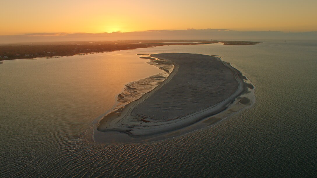 An aerial shot of the completed Crab Bank island.  (Photo courtesy of Adam Boozer)