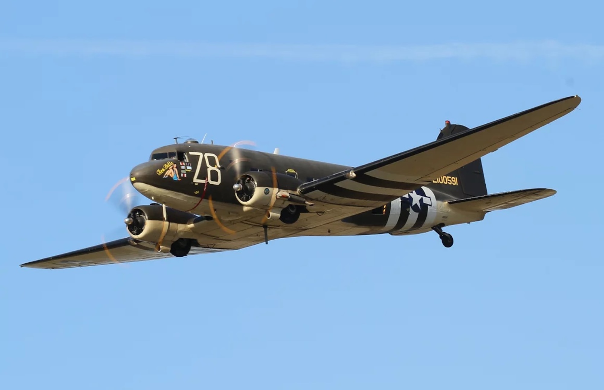 WWII airplane C-47 Tico Belle flew in the D-Day invasion at Normandy, France.