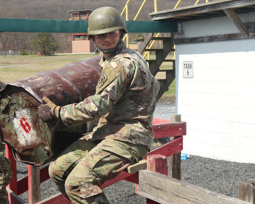 U.S. Army ROTC Cadet Mason Koma with Bravo Company participates in an ROTC exercise at Fort Indiantown Gap, Pennsylvania, April 8, 2022. Cadet Koma is a sophomore at Pennsylvania State University and majors in industrial engineering. (U.S. Army National Guard photo by Spc. John Trapani)