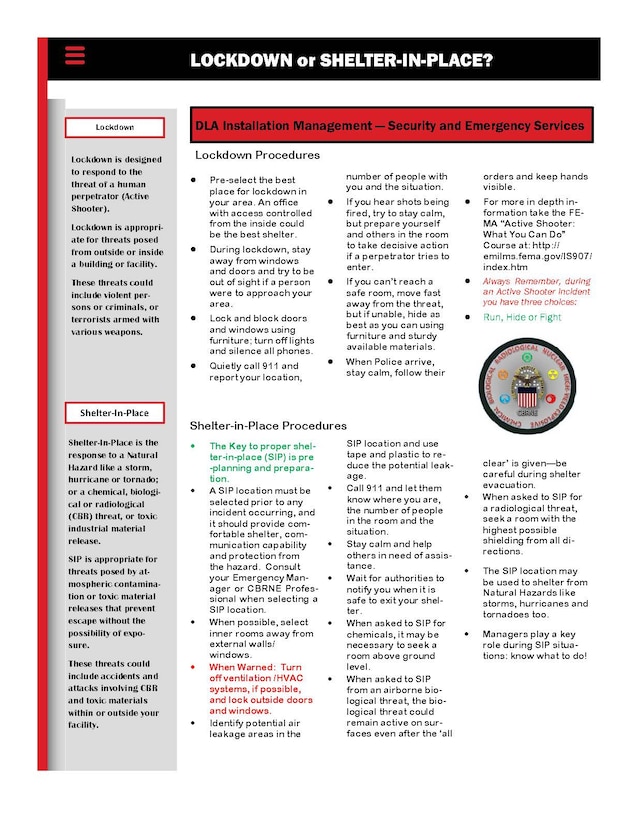DLA Installation Management Susquehanna’s April PrepareAthon Week #4: Active Shooter