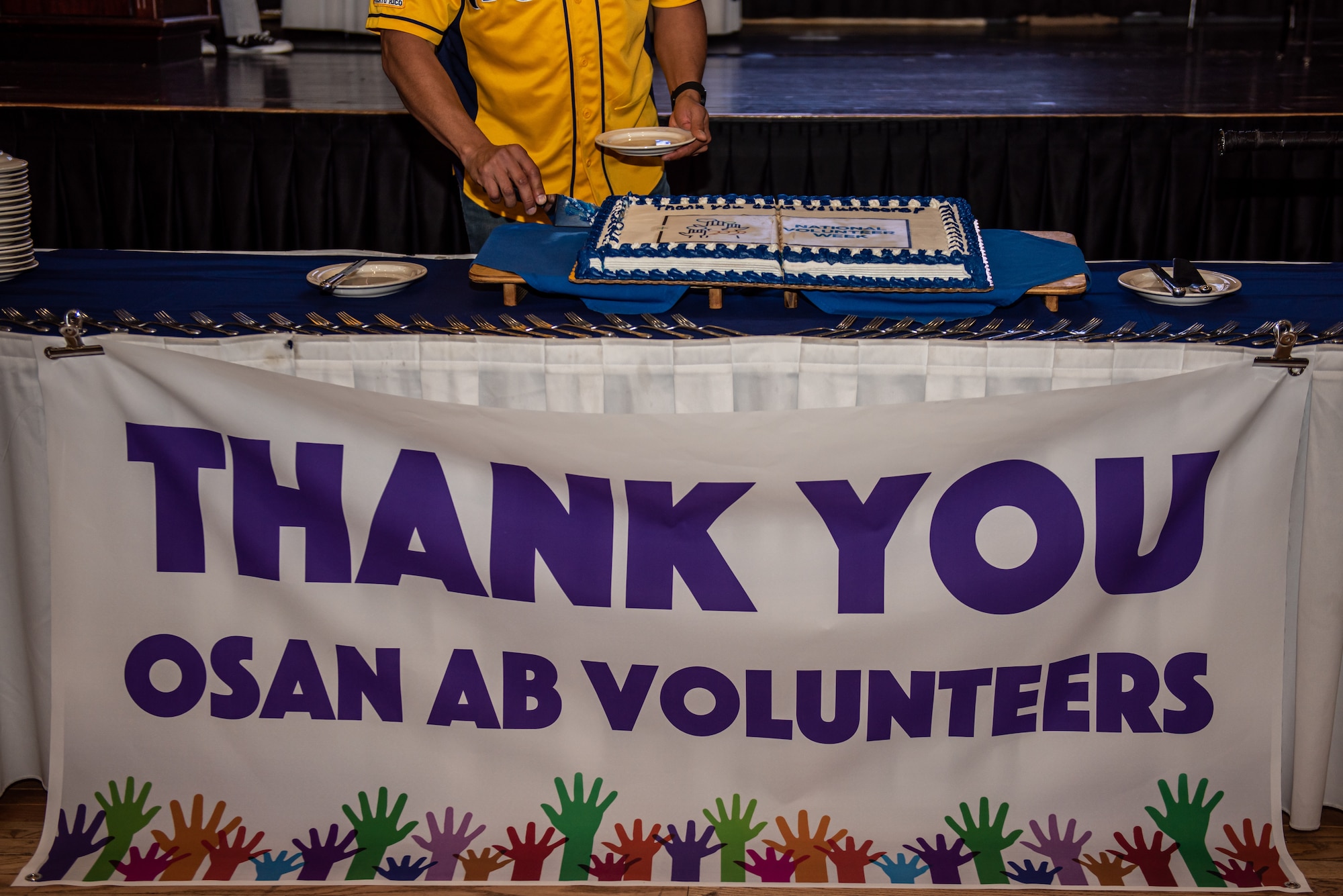 Cake is served at Osan’s annual Volunteer Appreciation Event 22 April, 2022 at Osan Air Base, Republic of Korea.