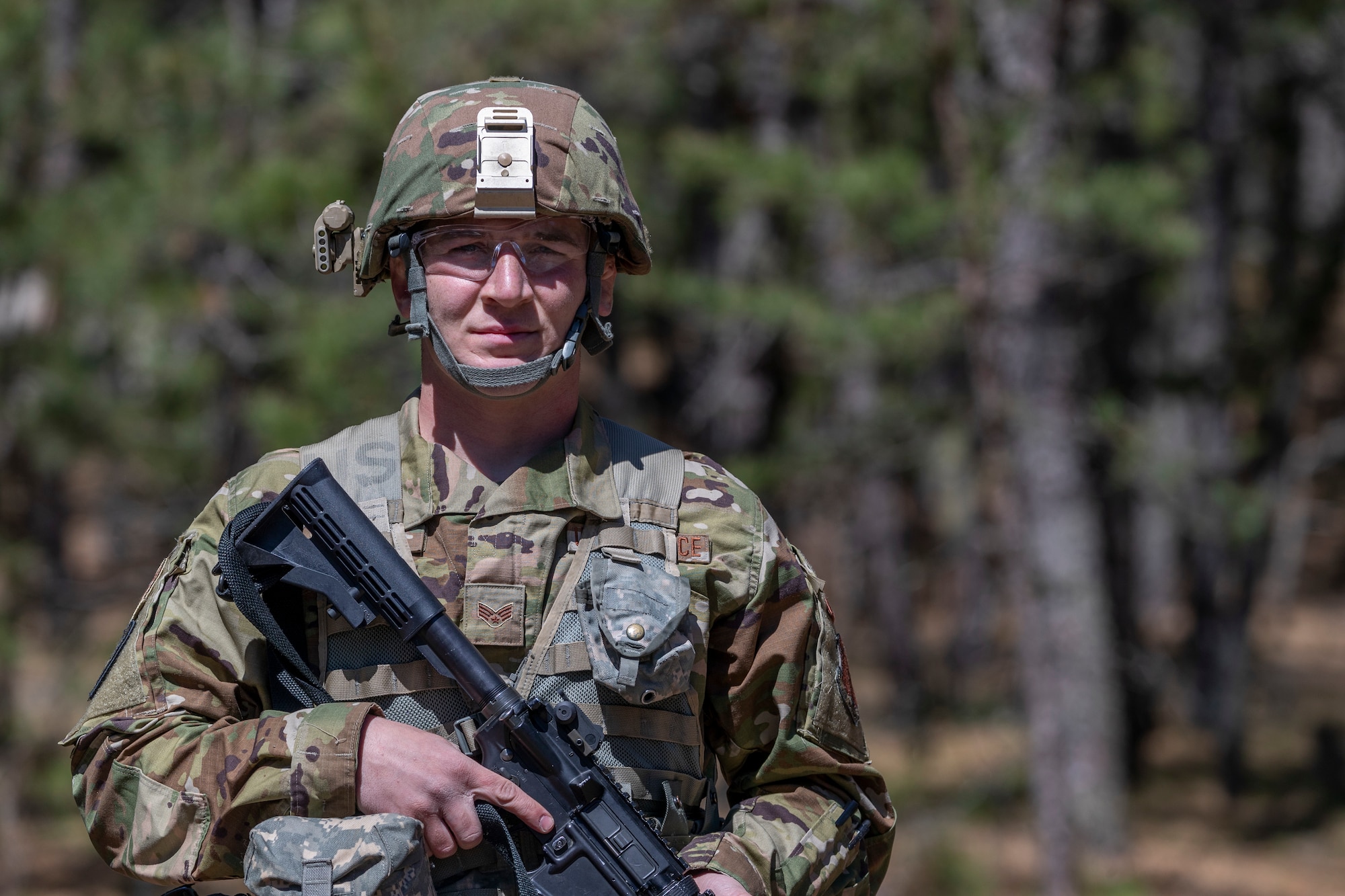 U.S. Air Force Senior Airman Alex Potts stands for a portrait during the New Jersey National Guard's Best Warrior Competition on Joint Base McGuire-Dix-Lakehurst, New Jersey, April 20, 2022. Potts is a survey team member with the 21st Weapons of Mass Destruction-Civil Support Team.