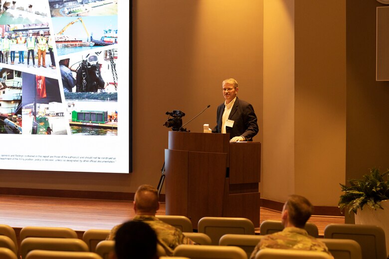 Dr. David Pittman, director of the U.S. Army Engineer Research and Development Center (ERDC) and chief scientist and director of research and development for USACE, provides remarks April 5, 2022, to open the inaugural U.S. Army Corps of Engineers Operational R&D Workshop at ERDC in Vicksburg, Miss. (U.S. Army Corps of Engineers photo)
