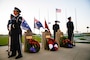 TAMPA, Fla. – Airmen from the MacDill Air Force Base Honor Guard stand at parade rest around a memorial during an ANZAC Day dawn service at MacDill Air Force Base, April 25, 2022. Though repelled by Ottoman forces, Australian and New Zealand Army Corps (ANZAC) Day commemorates the World War I campaign when Australian and New Zealand forces stood together in effort to capture the Gallipoli Peninsula. ANZAC Day is a day of remembrance in Australia and New Zealand to honor those who served and died in military operations. (U.S. Central Command Public Affairs photo by Tom Gagnier)
