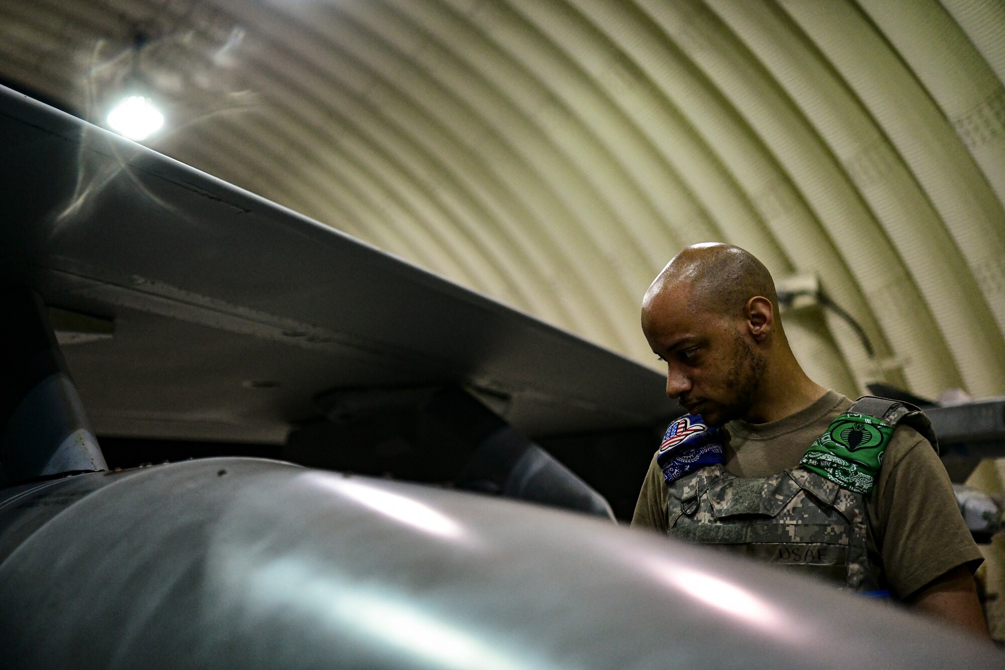 Thunderstorm rain falls over aircraft flows during routine training at Kunsan Air Base, Republic of Korea, April 25, 2022.