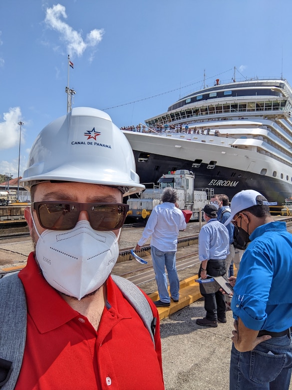 As part of the Panama Canal Water Resources Program, a partnership between the Panama Canal Authority and USACE, David Bogema conducts a site visit to Agua Clara Locks in the Panama Canal, Feb.4, 2022. (USACE photo by David Bogema)