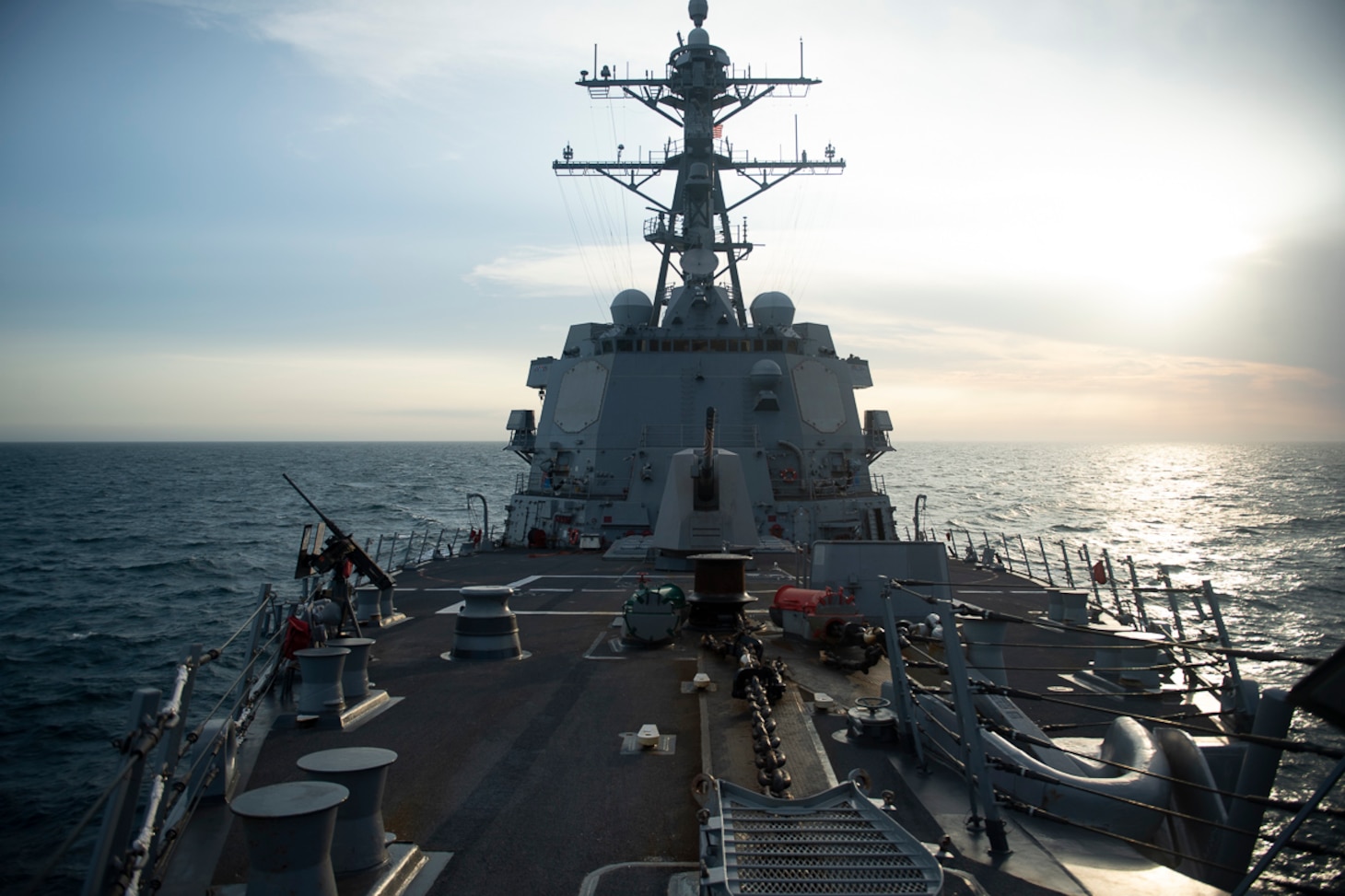 220426-N-CD319-1230 TAIWAN STRAIT (APR. 26, 2022) The Arleigh Burke-class guided-missile destroyer USS Sampson (DDG 102) transits the Taiwan Strait. USS Sampson is forward-deployed to the U.S. 7th Fleet area of operations in support of a free and open Indo-Pacific. (U.S. Navy photo by Mass Communications Specialist 3rd Class Tristan Cookson)