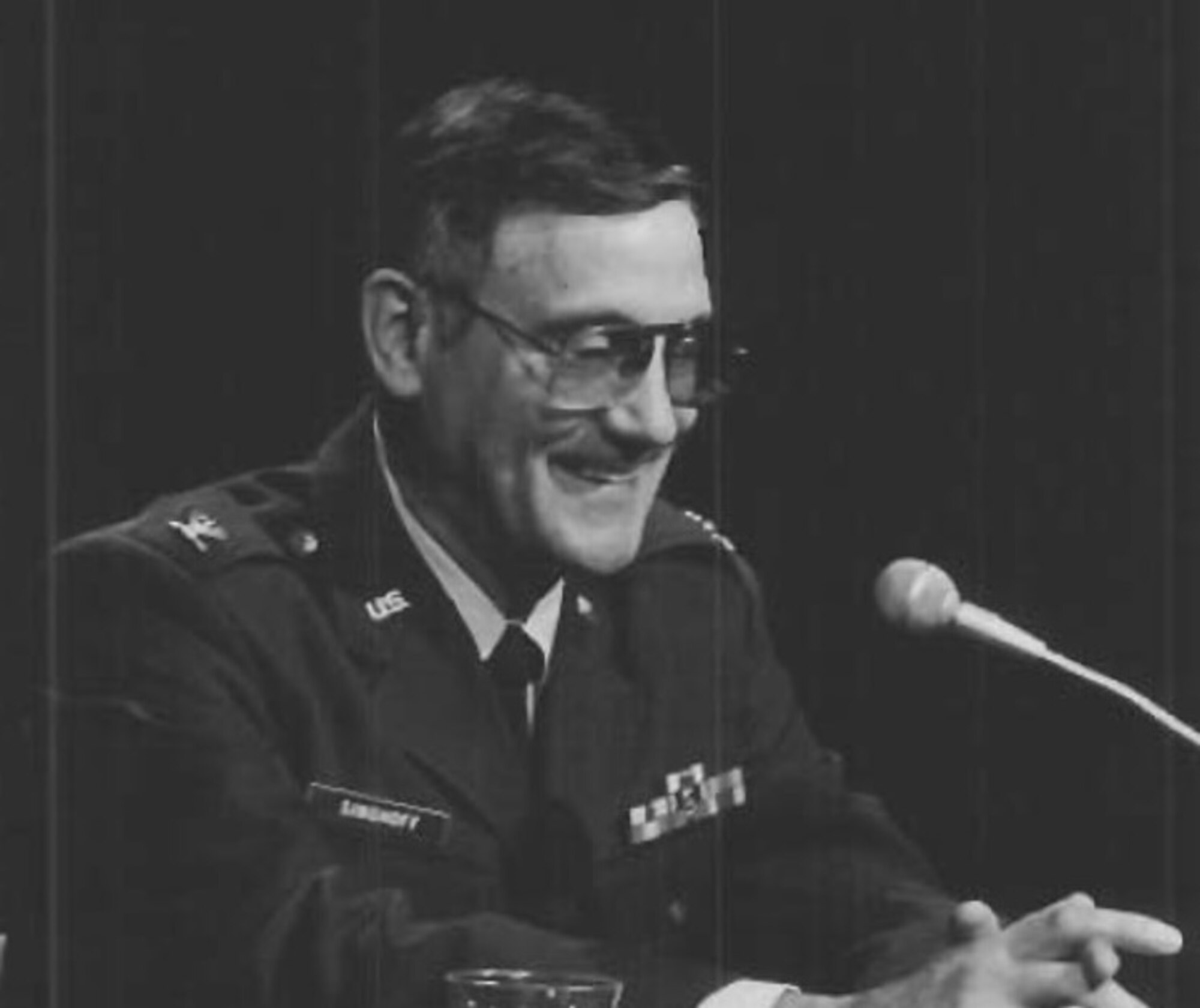Col. Forest A. Singhoff, OSI Commander, speaking at a Pentagon conference in 1978 (U.S. Air Force photo).