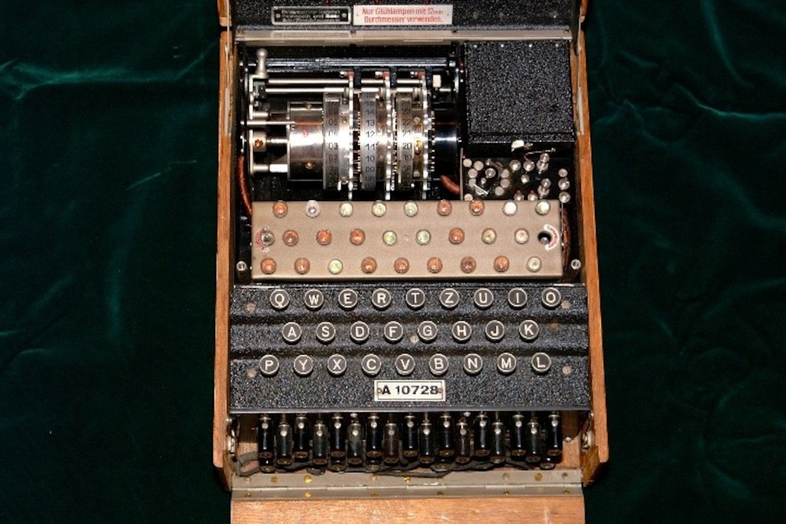 A German Enigma cipher machine, like the one pictured, is one of 20 artifacts that the National Cryptologic Museum has loaned to the Ronald Reagan Presidential Library and Museum for its “Secrets of WWII” temporary exhibit taking place through October.