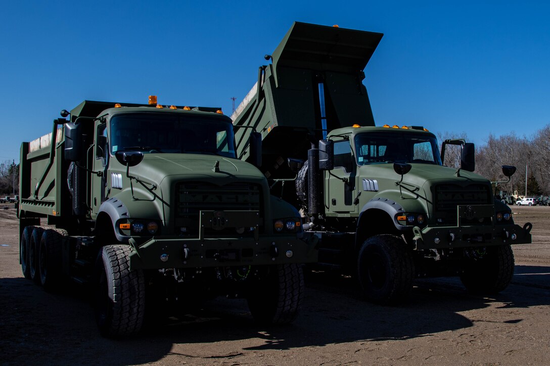 The heavy dump truck arrives in Michigan. The 1434th Engineer Company, Michigan National Guard, fielded the dump trucks April 14, 2022, in Lansing, Mich., becoming one of the first Army units to receive the technologically advanced vehicle. (U.S. Army National Guard photo by Capt. Joe Legros).