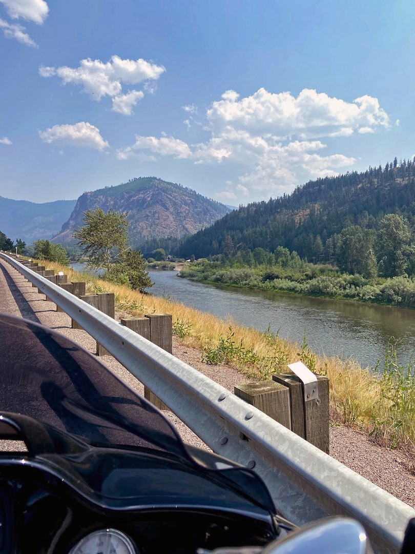 Shannon Midgette’s view during a quick stop on her 48-state motorcycle ride.