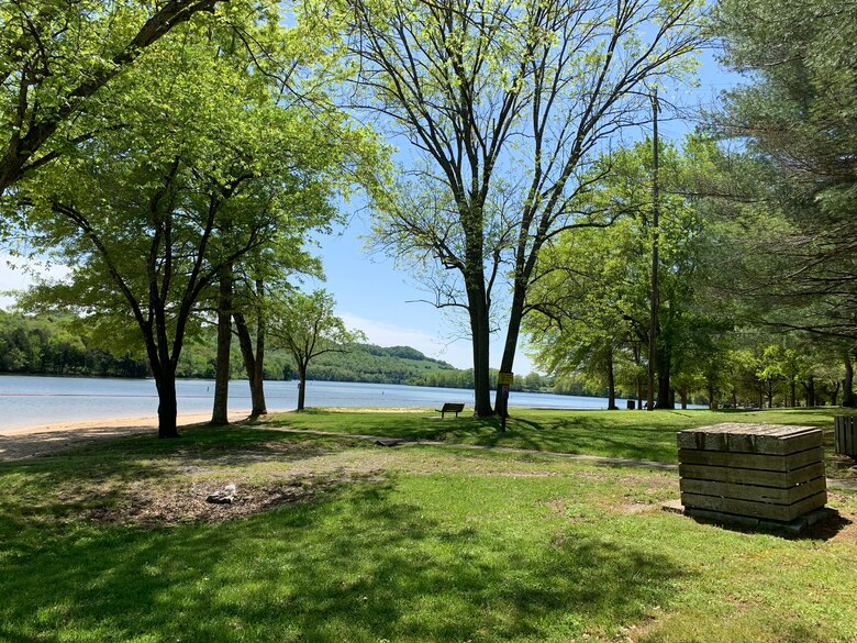 The U.S. Army Corps of Engineers Nashville District announces that Defeated Creek Day Use Swim Beach in Carthage, Tennessee, as well as Roaring River Swim Beach in Gainesboro, Tennessee, at Cordell Hull Lake have reopened. This is a photo of the Defeated Creek Day Use Area Swim Beach April 26, 2022. (USACE Photo)
