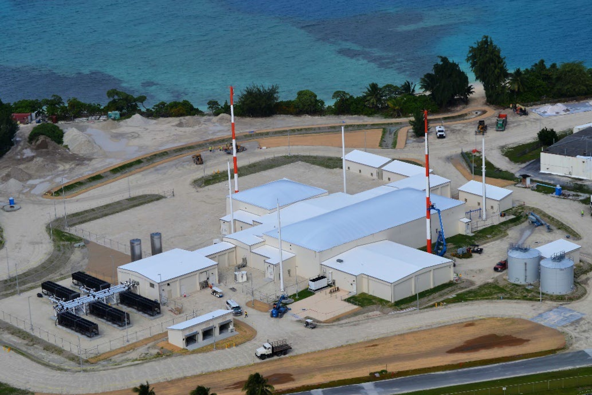 An Aerial view of the Space Fence facility located on Kwajalein Atoll.