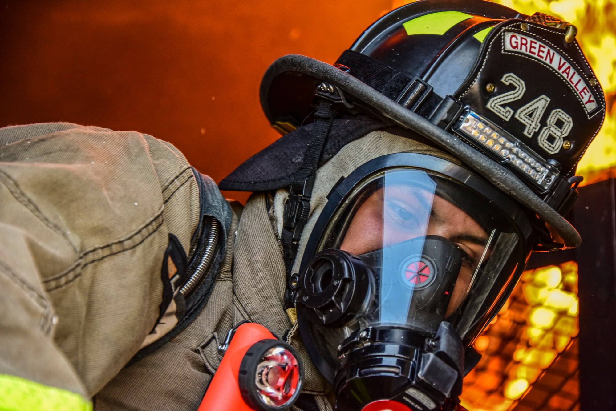 A photo of a firefighter.