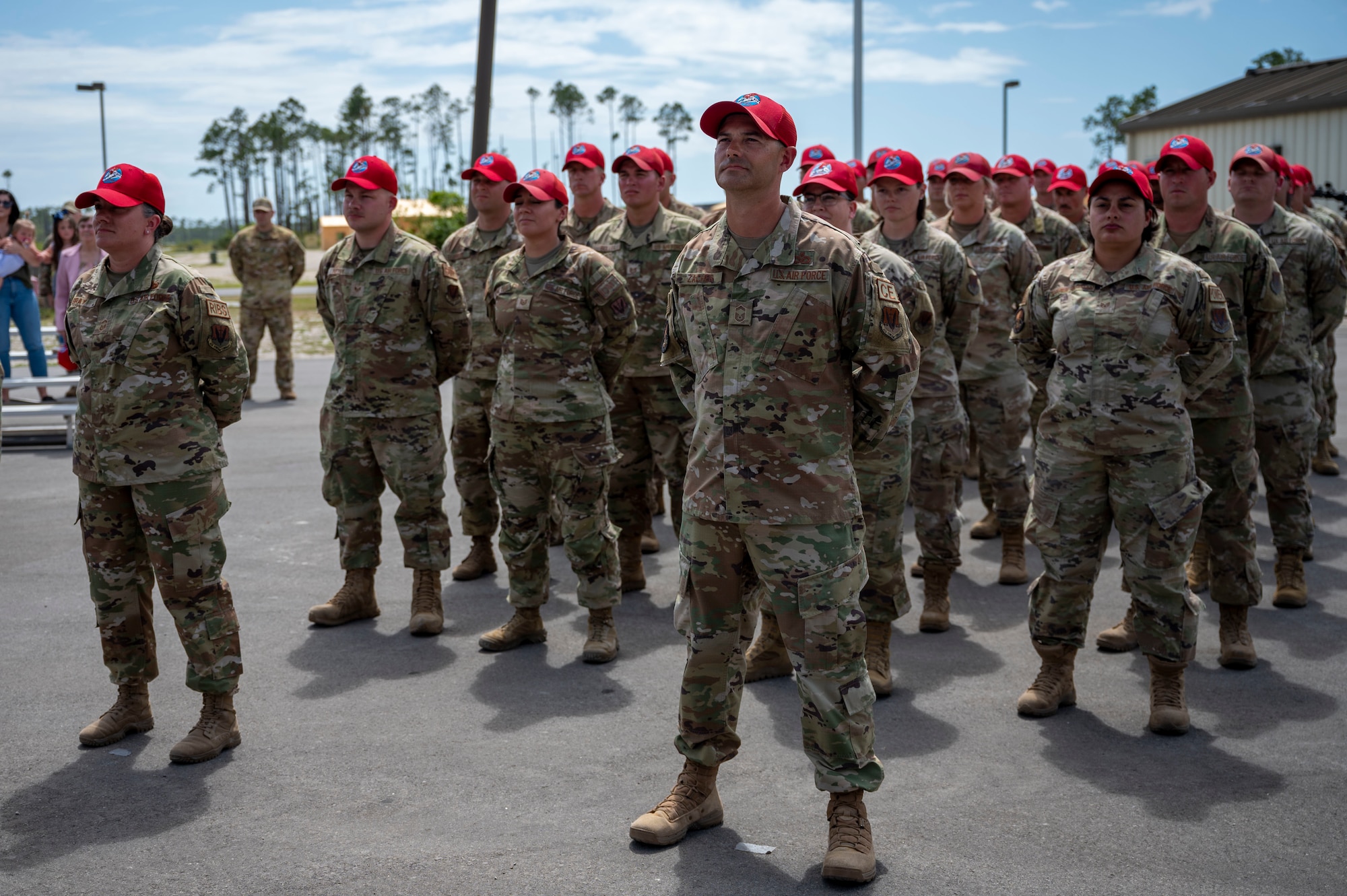 Airmen stand in formation