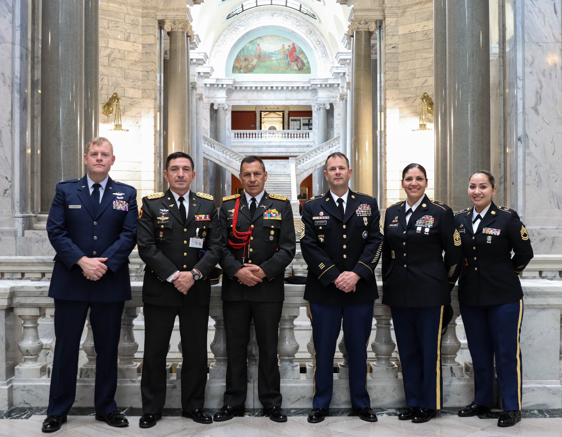 Ecuadorian leaders visit Kentucky National Guard as a part of the State Partnership Program on March 28, 2022, in Frankfort, Kentucky. The week-long engagement is the first in-person conference the two countries have held together since 2018.