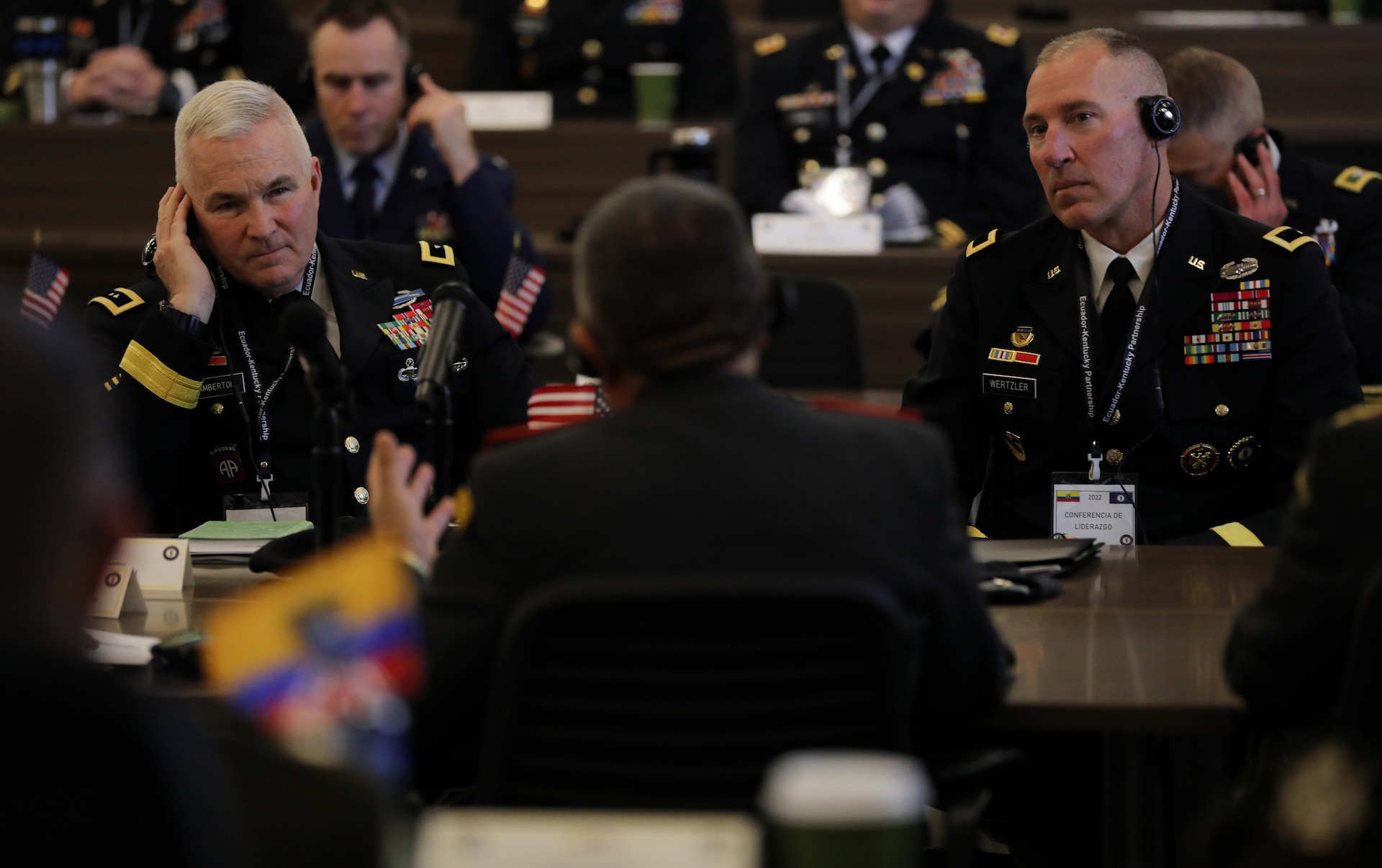 Ecuadorian leaders visit Kentucky National Guard as a part of the State Partnership Program on March 28, 2022, in Frankfort, Kentucky. The week-long engagement is the first in-person conference the two countries have held together since 2018.