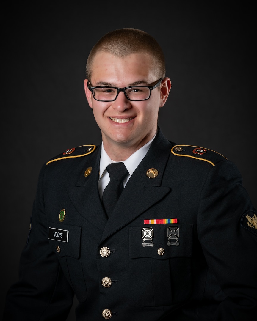 portrait of soldier or airman on a black background, waist up.