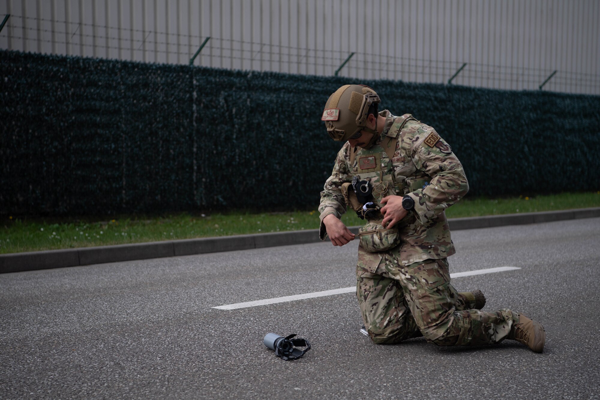 Airman responds to a simulated explosion.