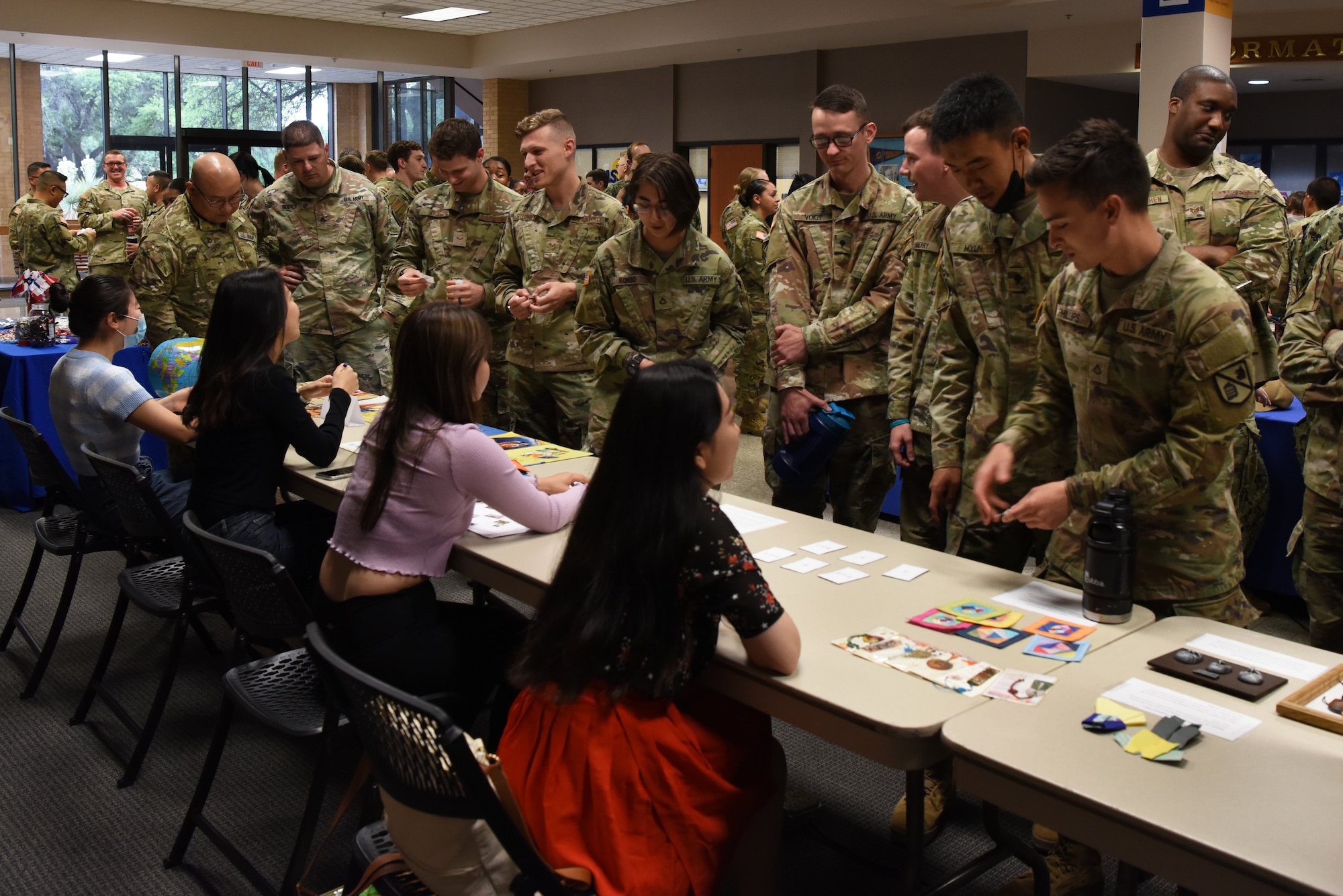 Members of the 17th Training Wing tour the Goodfellow AFB and Angelo State University Language and Culture Fair, April 26, 2022, San Angelo, Texas. Booths were run by 17th TRW linguists, students, instructors, and foreign nationals.  They shared insight into the history of the different languages, and the unique cultures that accompany them. (U.S. Air Force photo by Senior Airman Michael Bowman)