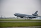 The first KC-10 Extender ever produced arrives at Dover Air Force Base, Delaware, April 26, 2022. The aircraft was officially retired following a short ceremony and will become part of the Air Mobility Command museum. (U.S. Air Force photo by Tech. Sgt. J.D. Strong II)