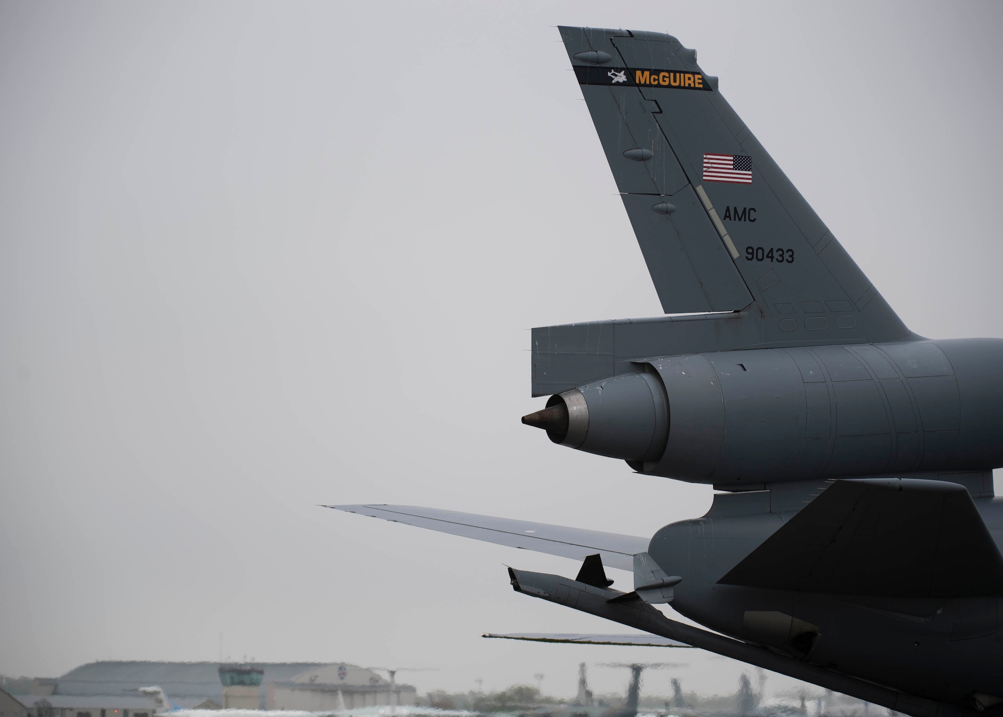 The first KC-10 Extender ever produced arrives at Dover Air Force Base, Delaware, April 26, 2022. The KC-10 was stationed at Joint Base McGuire-Dix-Lakehurst, New Jersey, before being retired to the Air Mobility Command museum. (U.S. Air Force photo by Tech. Sgt. J.D. Strong II)