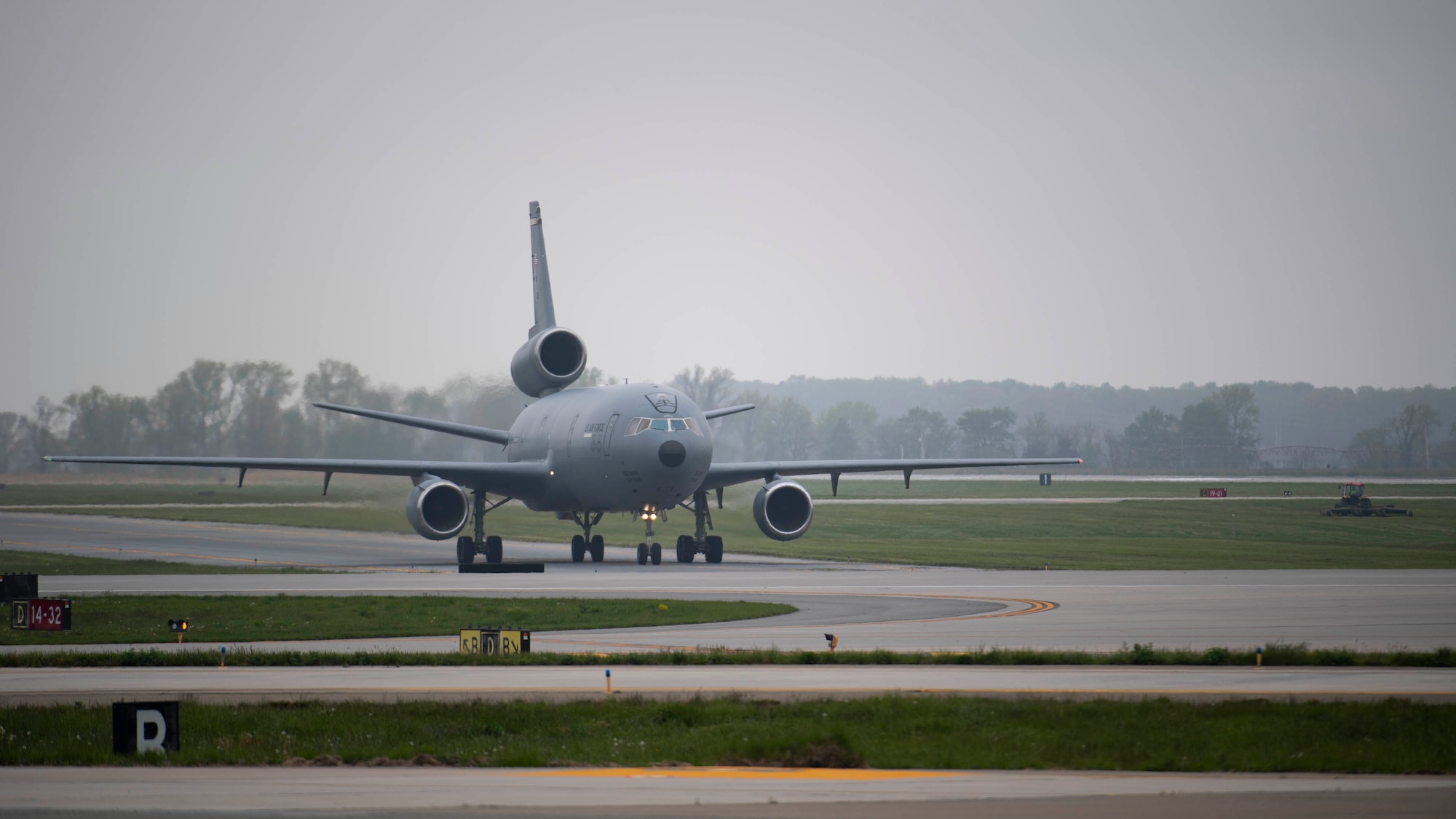 The first KC-10 Extender ever produced arrives at Dover Air Force Base, Delaware, April 26, 2022. The aircraft was officially retired following a short ceremony and will become part of the Air Mobility Command museum. (U.S. Air Force photo by Tech. Sgt. J.D. Strong II)