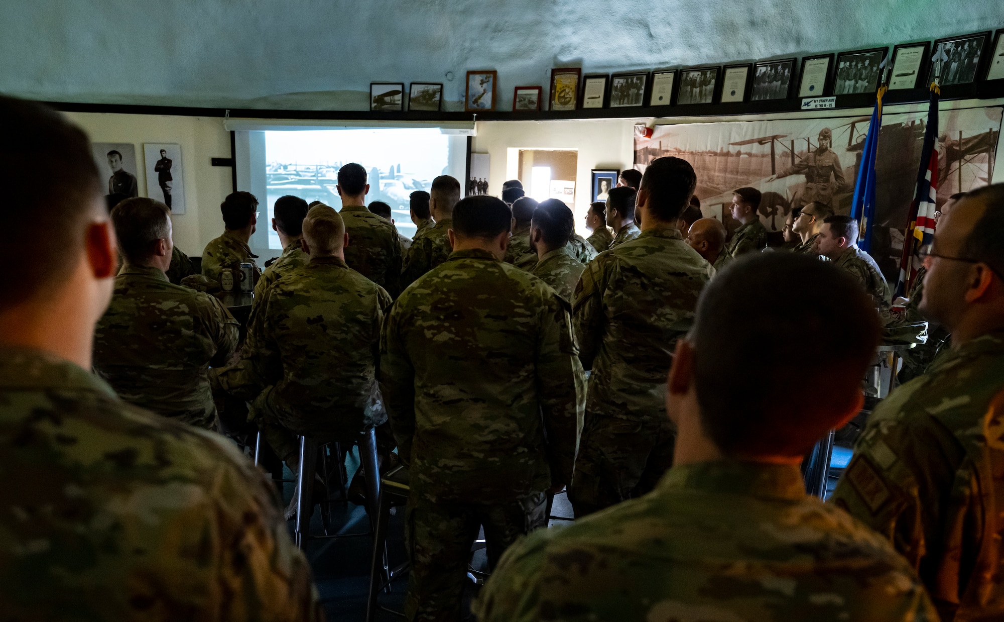 Airmen assigned to the 95th Reconnaissance Squadron gathered to honor the heroic acts of those who served during the Doolittle Raid for the 80th anniversary of the mission at Royal Air Force Mildenhall, England, April 22, 2022. Six of the 16 aircraft flown during the Doolittle Raid belonged to the 95th RS’s predecessor, the 95th Bombardment Squadron.