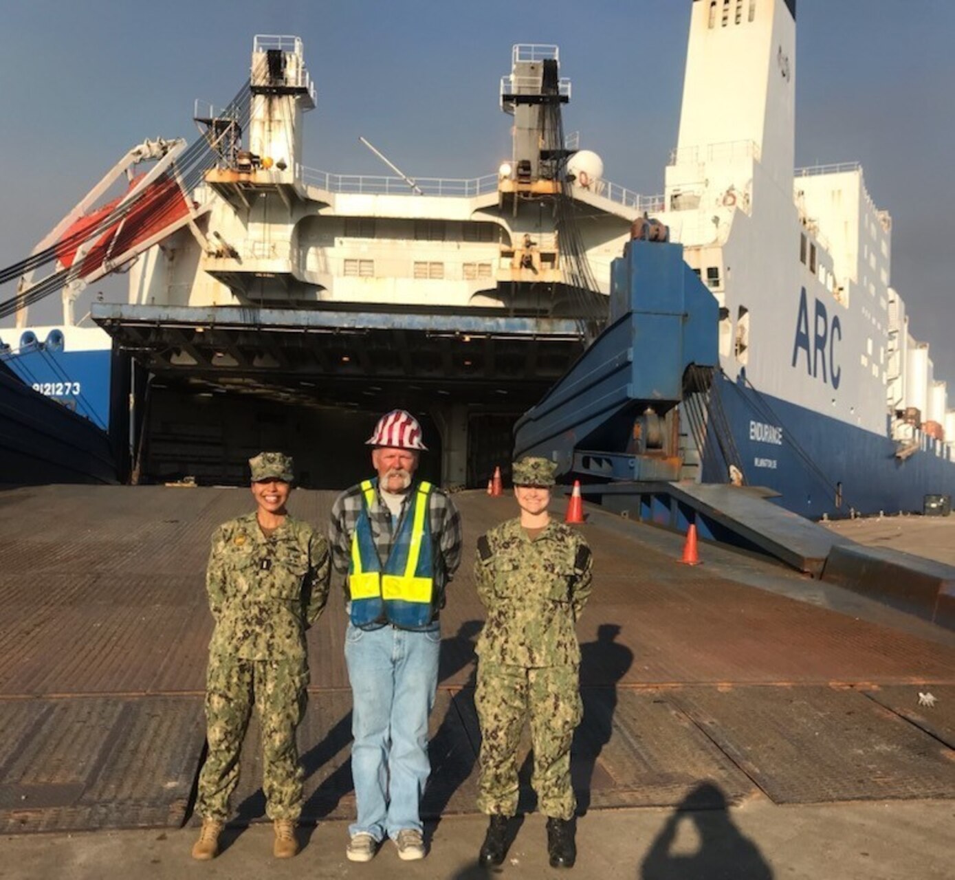 Military Sealift Command in March charted American Roll-on Roll-Off Carrier (ARC) ship MV Endurance to load U.S. Army cargo at the Port of Beaumont in Texas and embarked two female tactical advisors (TACADs) to oversee the voyage to Europe.