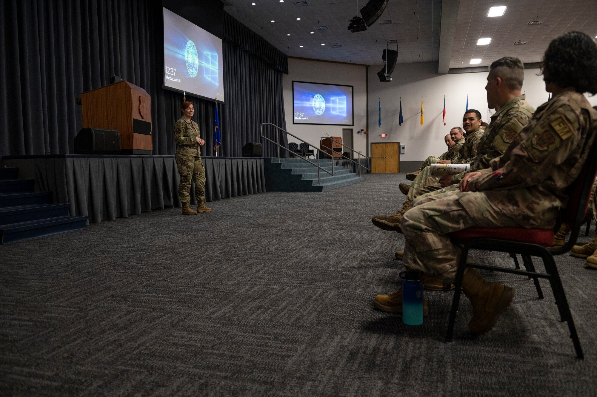 Photo of Airman giving speech