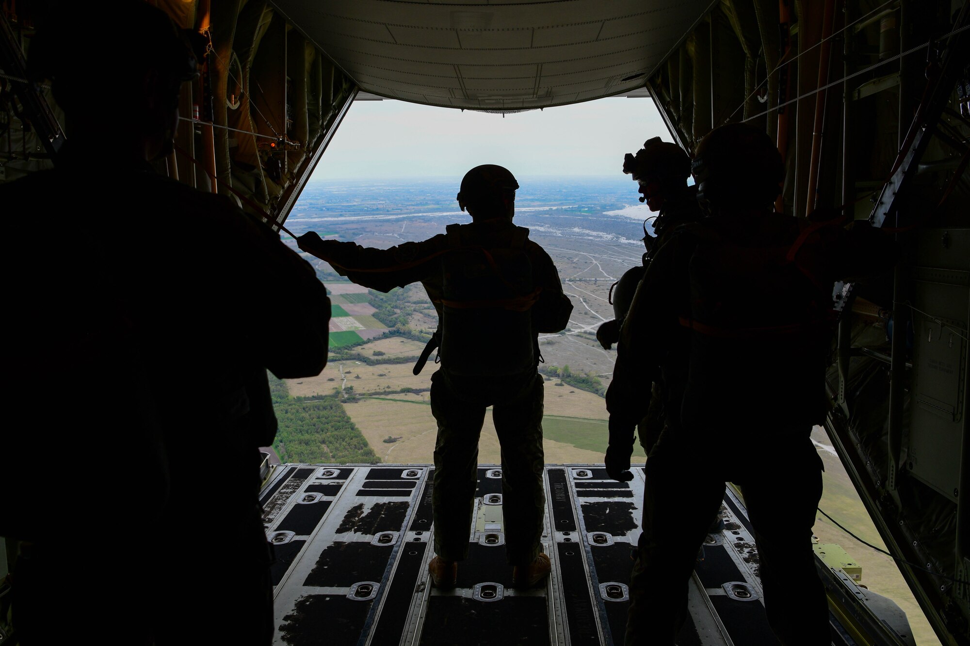 U.S. Air Force Gen. Jeffrey Harrigian, U.S. Air Forces in
Europe and Air Forces Africa commander, prepares to perform a static jump with members from the 57th Rescue Squadron during a visit at Aviano Air Base, Italy, April 21, 2022. He has flown combat missions in support of operations Just Cause,
Desert Storm and Inherent Resolve. Harrigian is a command pilot with more than 4,100 hours in the F-22, F-15C,
A/OA-37 and MQ-1 aircraft. (U.S. Air Force photo by Senior
Airman Brooke Moeder)