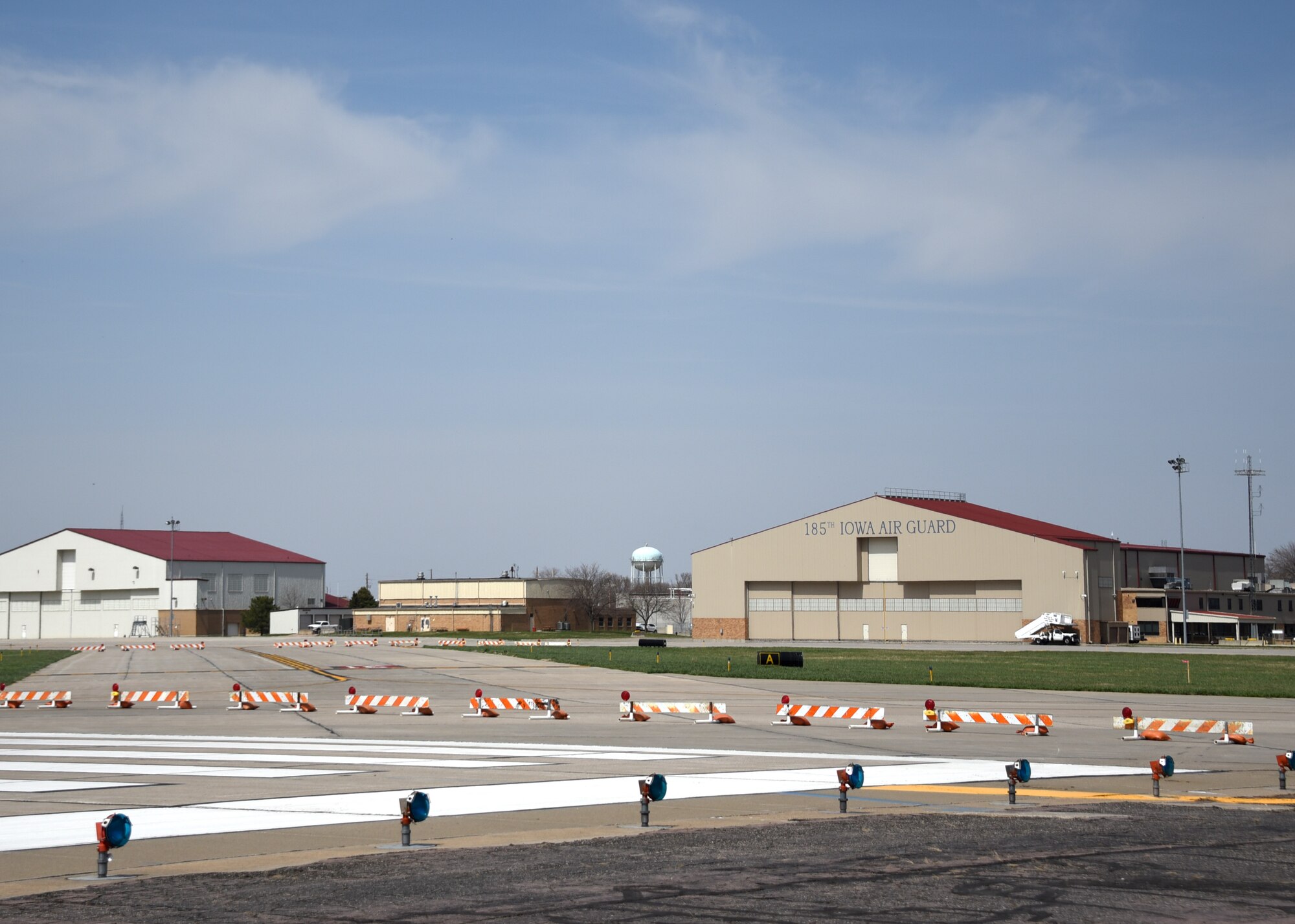 The flight line sits empty as construction begins on runway 13-31 at the Sioux Gateway Airport in Sioux City, Iowa April 26, 2022.