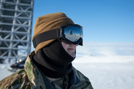 Pvt. Benjamin Glenn, Alaska State Defense Force, surveys the outskirts of Nome for a domain awareness exercise, Mar. 1. Alaska Exercise Arctic Eagle-Patriot 2022 increases the National Guard’s capacity to operate in austere, extreme cold-weather environments across Alaska and the Arctic region. AEP22 enhances the ability of military and civilian inter-agency partners to respond to a variety of emergency and homeland security missions across Alaska and the Arctic. (Alaska National Guard photo by Victoria Granado)