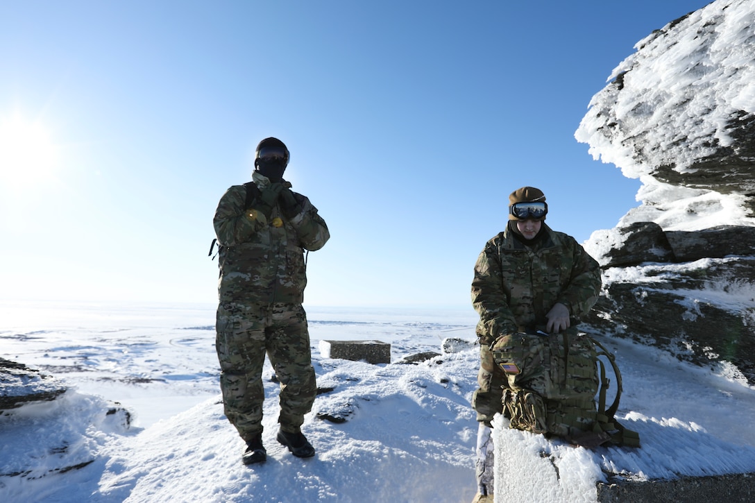 Pvt. Stanley Rodeski, Alaska State Defense Force, surveys the outskirts of Nome for a domain awareness exercise, Mar. 1. Alaska Exercise Arctic Eagle-Patriot 2022 increases the National Guard’s capacity to operate in austere, extreme cold-weather environments across Alaska and the Arctic region. AEP22 enhances the ability of military and civilian inter-agency partners to respond to a variety of emergency and homeland security missions across Alaska and the Arctic. (Alaska National Guard photo by Victoria Granado)