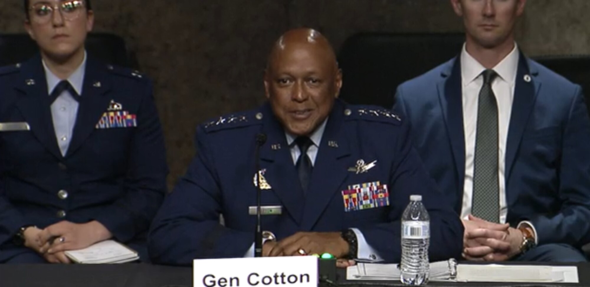 Air Force Global Strike Command Commander, Gen. Anthony Cotton, testifies in a Senate Armed Services Committee hearing to members of the Subcommittee on Strategic Forces April 27, focused on the budget posture for nuclear forces. (Courtesy Photo)