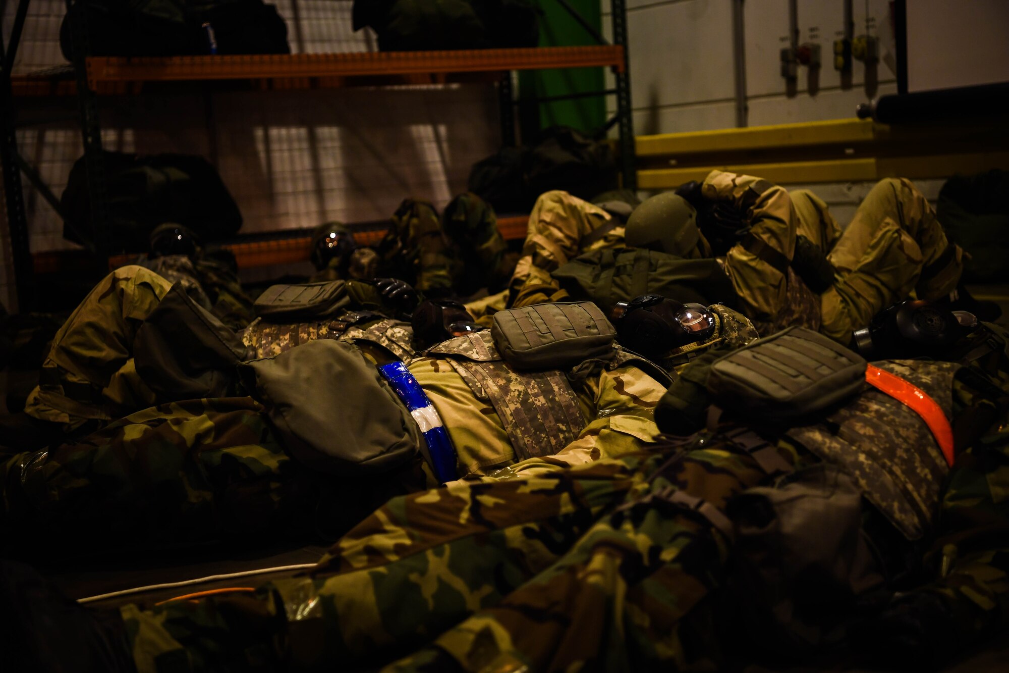 Airmen take shelter.