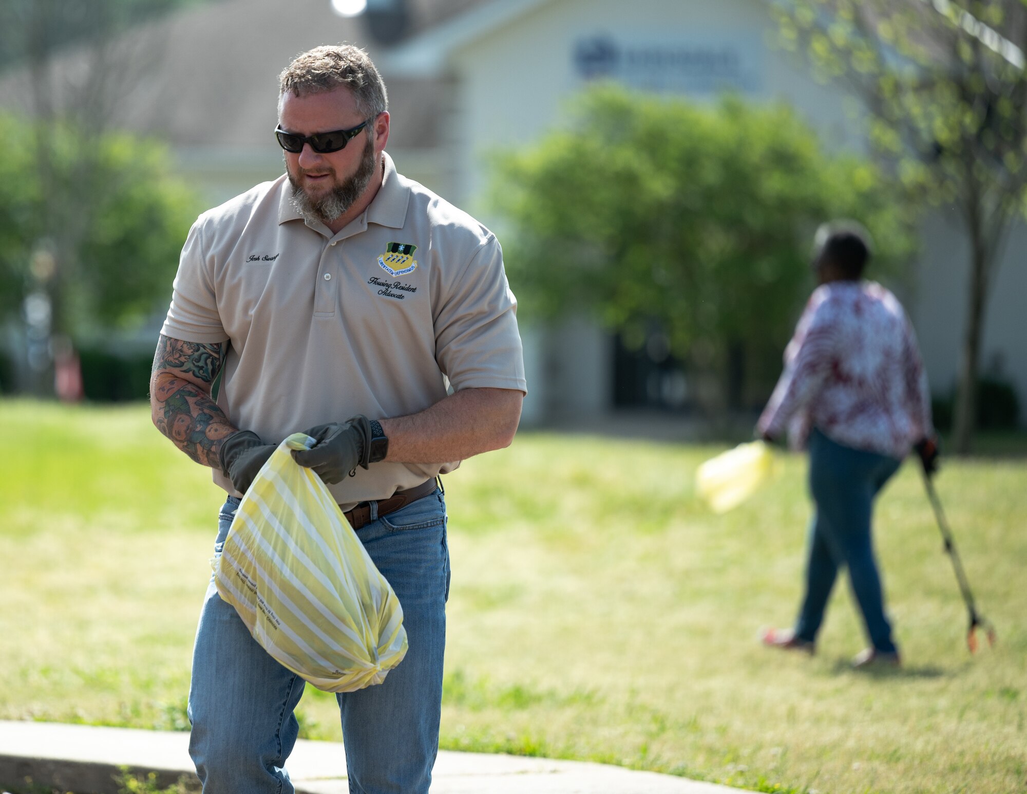 . Garbage in base housing was picked up to promote participation in Earth Day, an annual event that marks the start of the modern environmental movement.
