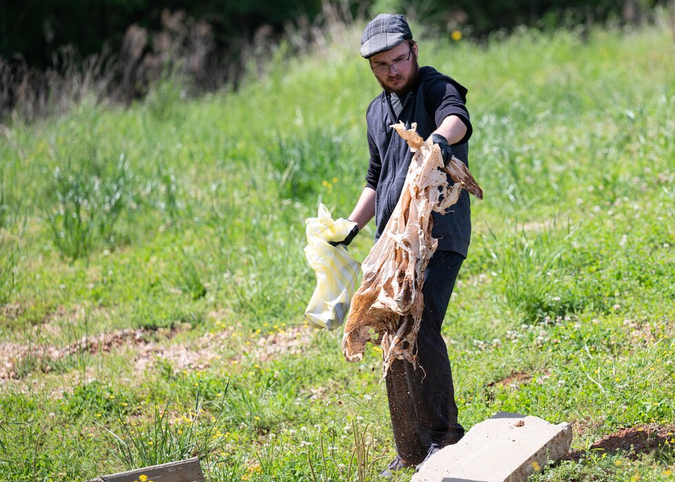 . Garbage in base housing was picked up to promote participation in Earth Day, an annual event that marks the start of the modern environmental movement.