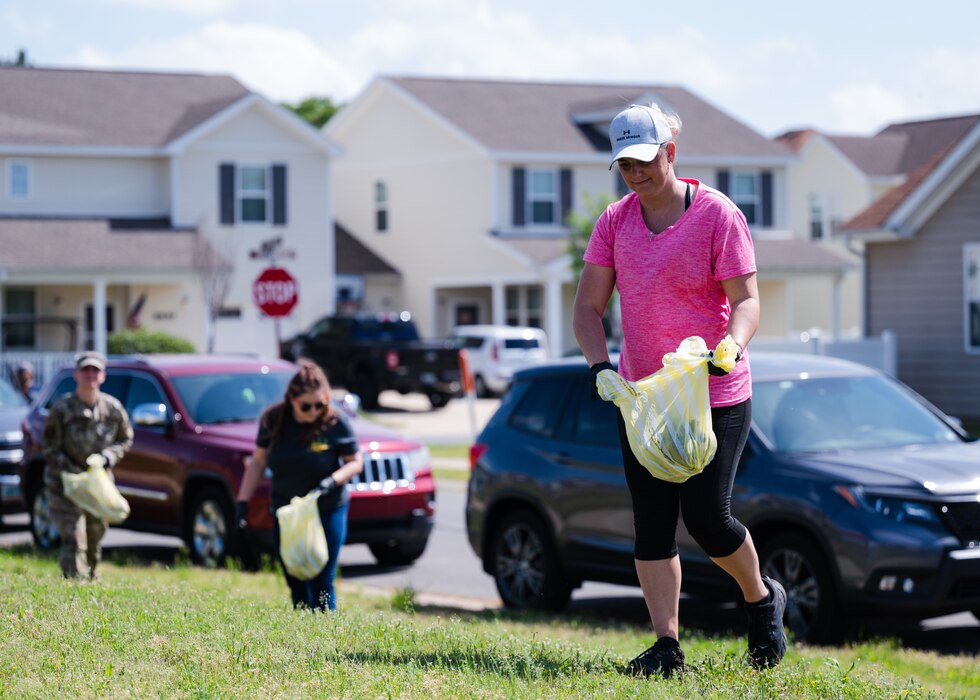 . Garbage in base housing was picked up to promote participation in Earth Day, an annual event that marks the start of the modern environmental movement.