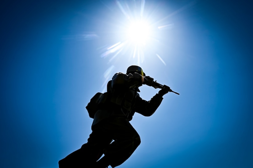 A statue of “The Ultimate Weapon” is photographed in Sharp Field during a change of responsibility ceremony on April 29, 2022, at Joint Base McGuire-Dix-Lakehurst, N.J. The ceremonial event was held to symbolize the transition of authority from Command Sgt. Maj. Tamara Edwards to Command Sgt. Maj. James Van Zlike. A change of responsibility ceremony is a traditional event meant to reinforce noncommissioned officer authority in the U.S. Army and highlights their support to the chain of command.