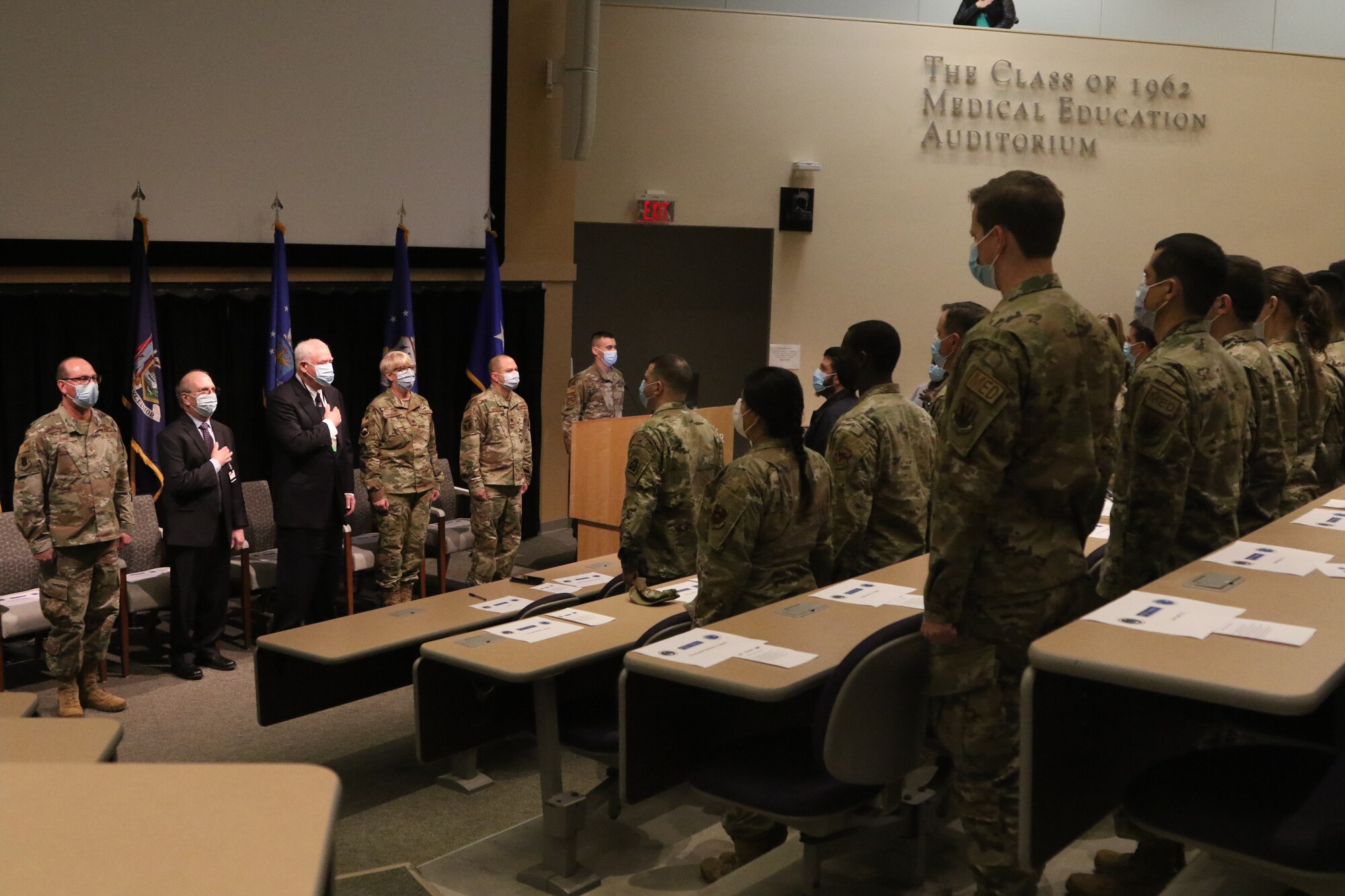 U.S. Air Force medical team holds an award ceremony after supporting the COVID response operations at University of Rochester Medical Center, Rochester, New York, March 17, 2022.