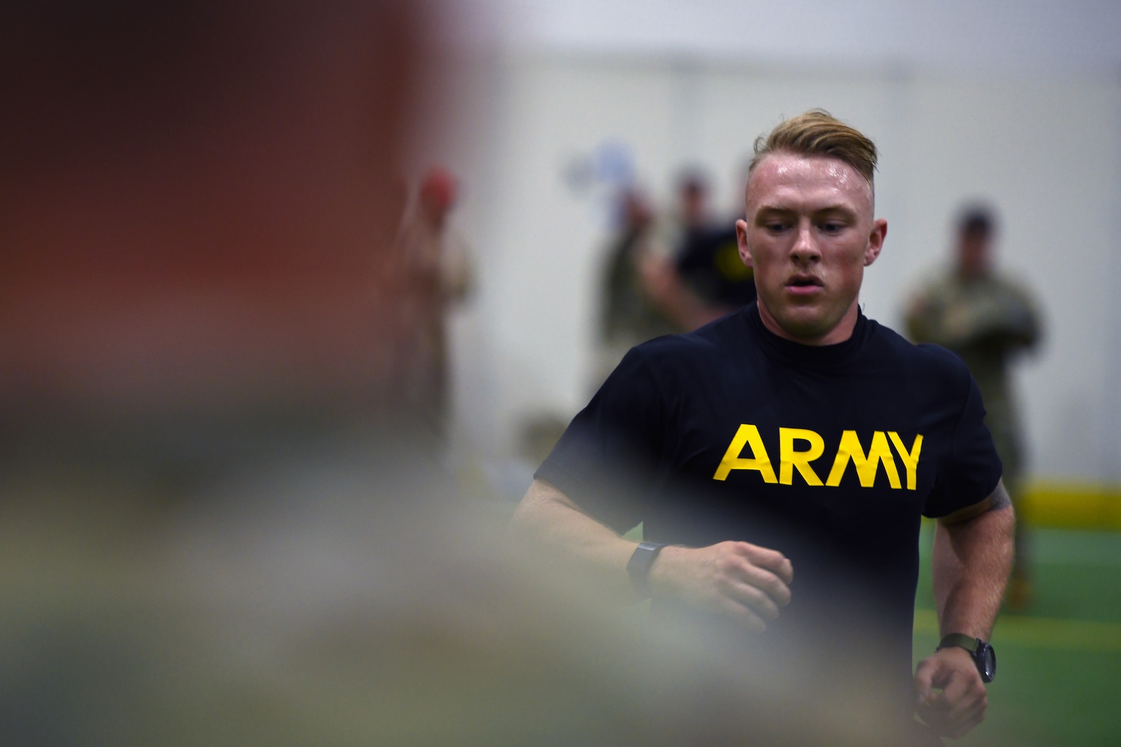Spc. Austin Manville, an infantryman with the New York Army National Guard’s C Troop, 1st Squadron, 10th Cavalry Regiment, participates in a combat fitness test at the Middle Tennessee State University Recreation Center in Murfreesboro, Tennessee, during the 2022 Army National Guard Best Warrior Competition July 25, 2022. The Army National Guard’s Soldier and Noncommissioned Officer of the Year go on to represent the Army Guard in the Department of the Army Best Warrior Competition later this year.